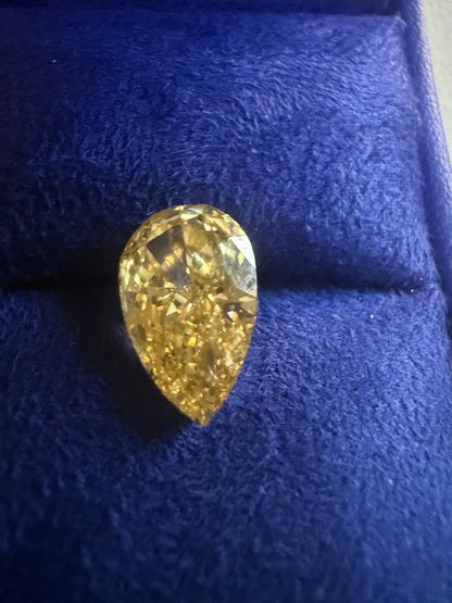 5 Carat Fancy Vivid Yellow Pear Cut Diamond