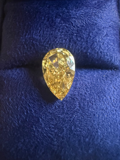 5 Carat Fancy Vivid Yellow Pear Cut Diamond