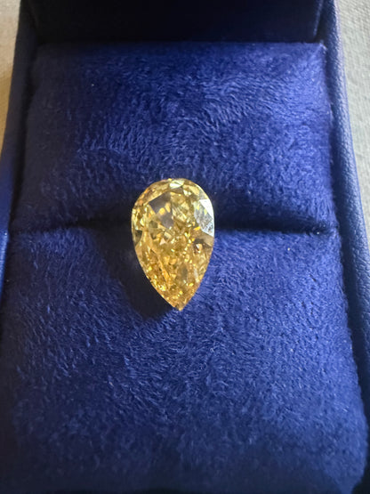 5 Carat Fancy Vivid Yellow Pear Cut Diamond