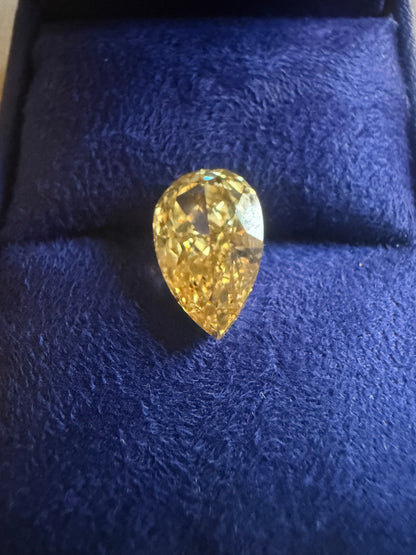 5 Carat Fancy Vivid Yellow Pear Cut Diamond