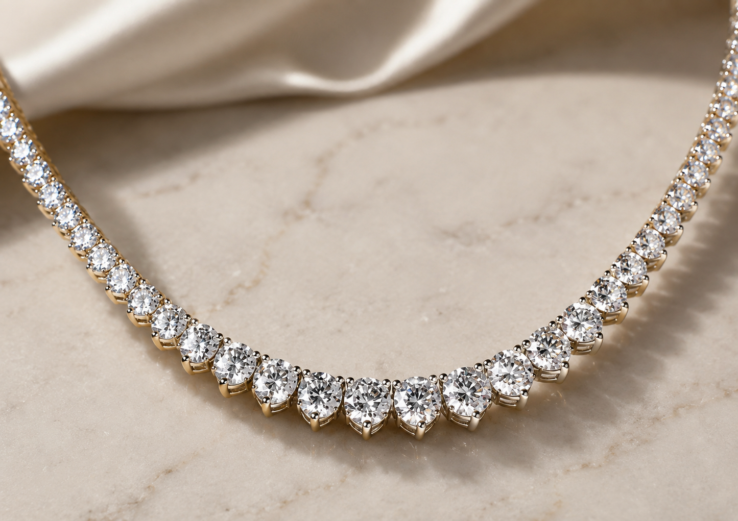 Graduated Diamond Tennis Necklace 15 Carat