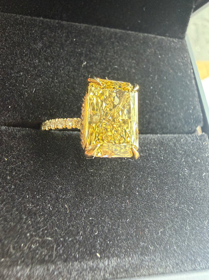 5.05 Ct Fancy Vivid Yellow Vs 2 Engagement Ring 14K Yellow Gold