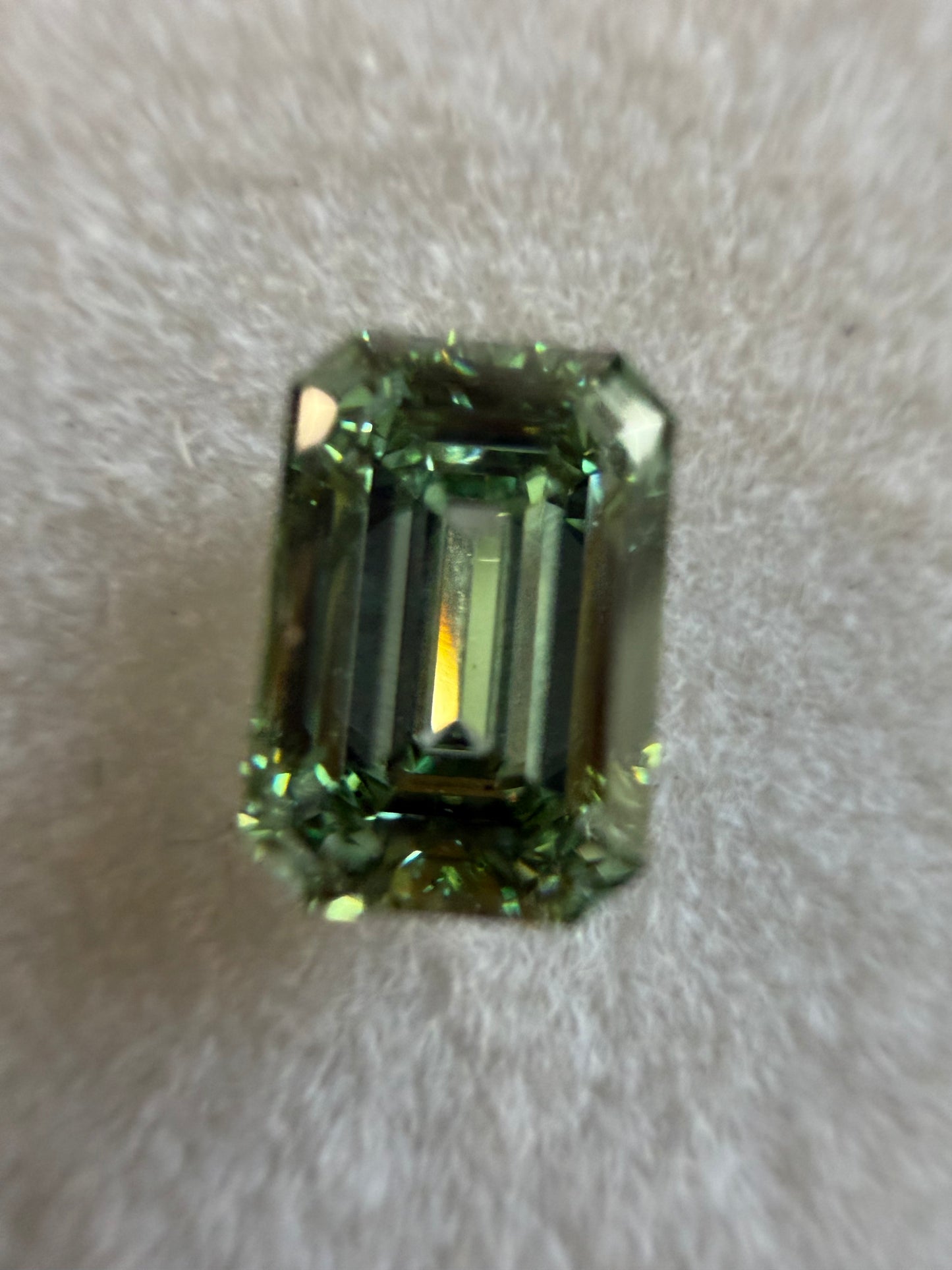 1.08 Carat Fancy Vivid Green VVS 2 Emerald Cut Diamond