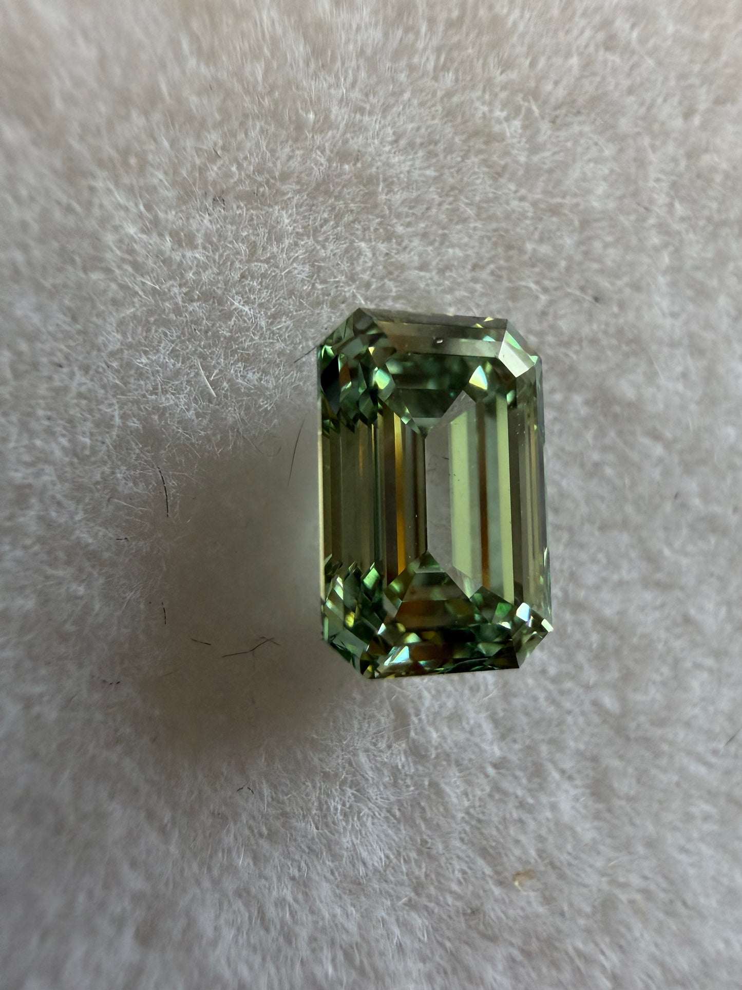 1.08 Carat Fancy Vivid Green VVS 2 Emerald Cut Diamond