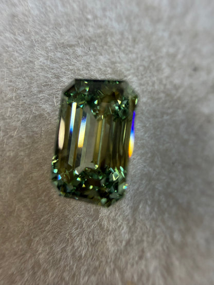 1.08 Carat Fancy Vivid Green VVS 2 Emerald Cut Diamond