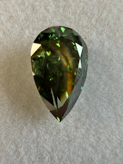 5 Carat Fancy Vivid Green Pear Cut Diamond