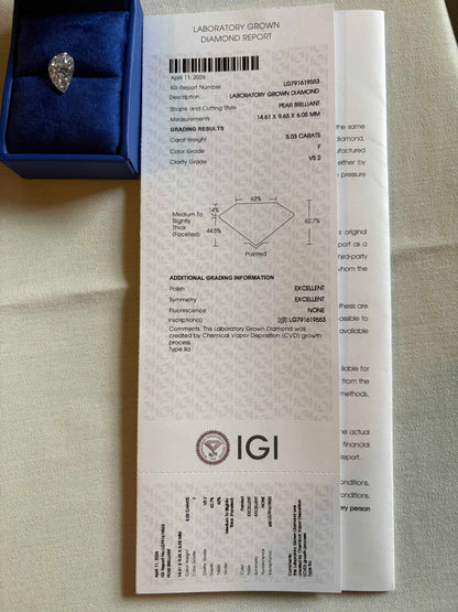 5.03 Ct Pear Lab Grown Diamond